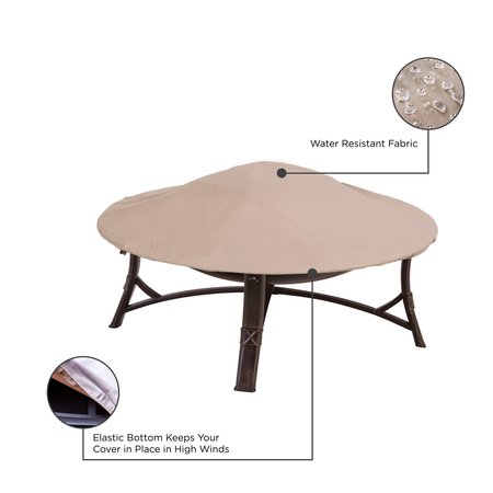 Modern Leisure Chalet Round Patio Fire Pit Cover, 6 in. Diameter x 6 in. H, Beige 2925